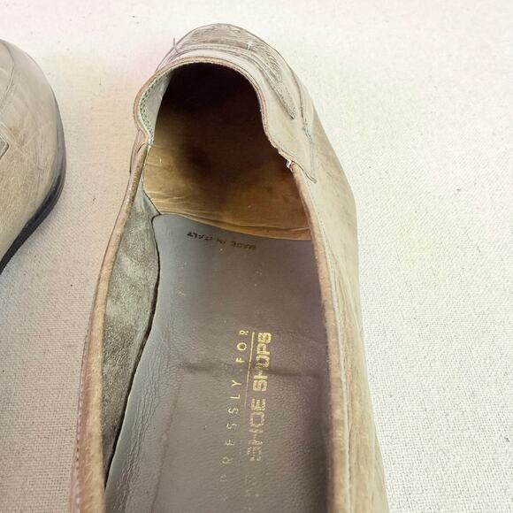 Vintage Woven Leather Penny Loafers Men\'s 9.5 D Made in Italy Taupe Shoes